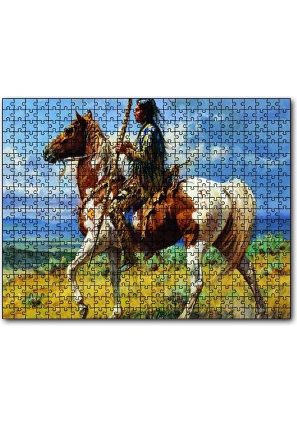 Atlı Avcı Kızılderili 120 Parça Puzzle Yapboz Mdf (Ahşap)