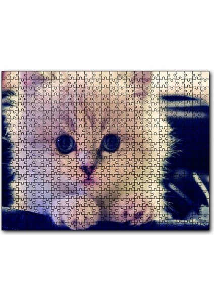 Beyaz Kedi 500 Parça Puzzle Yapboz Mdf (Ahşap)