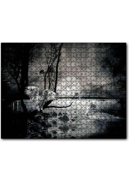 Gecede Balıkçı Kuşları Göl 120 Parça Puzzle Yapboz Mdf (Ahşap)