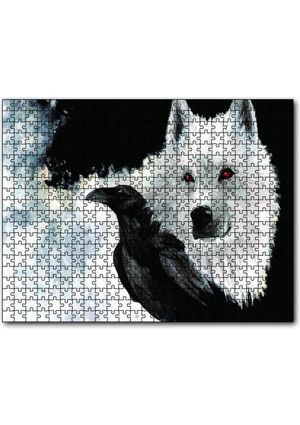 Beyaz Kurt Karga 120 Parça Puzzle Yapboz Mdf (Ahşap)