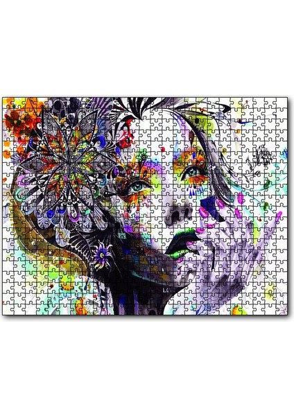 Çiçekli Kadın 500 Parça Puzzle Yapboz Mdf (Ahşap)