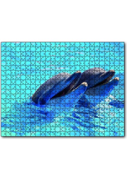 Çift Yunuslar 120 Parça Puzzle Yapboz Mdf (Ahşap)