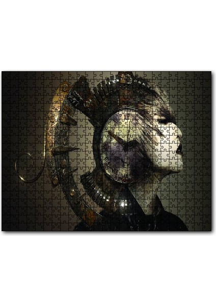 Fantastik Mekanik Kadın Saat Çarklar 120 Parça Puzzle Yapboz Mdf (Ahşap)
