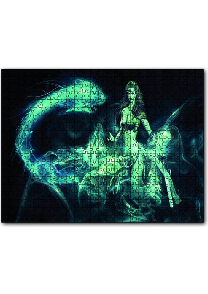 Fantastik Svaşçı Kadın Ejderha 120 Parça Puzzle Yapboz Mdf (Ahşap)