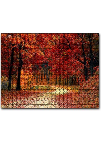 Sonbaharda Orman Görseli 500 Parça Puzzle Yapboz Mdf (Ahşap)