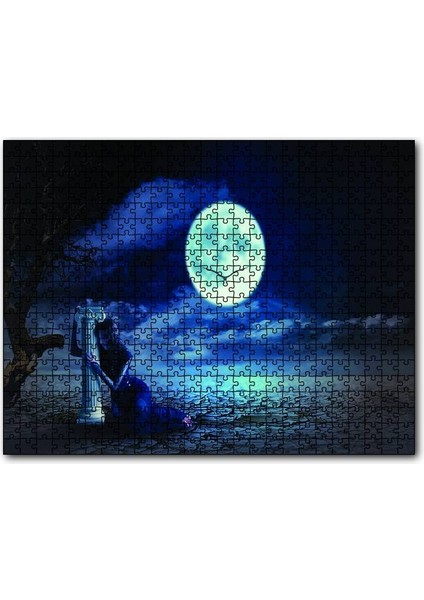 Gecede Üzgün Kadın Fantastik 500 Parça Puzzle Yapboz Mdf (Ahşap)