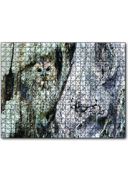 Kamufle Baykuş 1000 Parça Puzzle Yapboz Mdf(Ahşap)