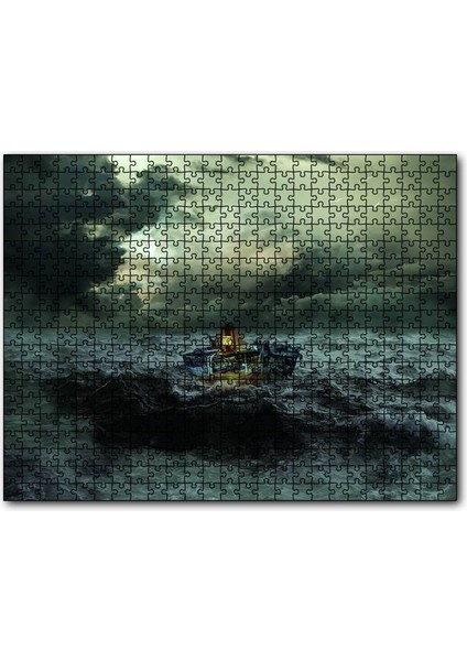 Hırçin Deniz Tekne Karanlık Bulutlar 120 Parça Puzzle Yapboz Mdf (Ahşap)