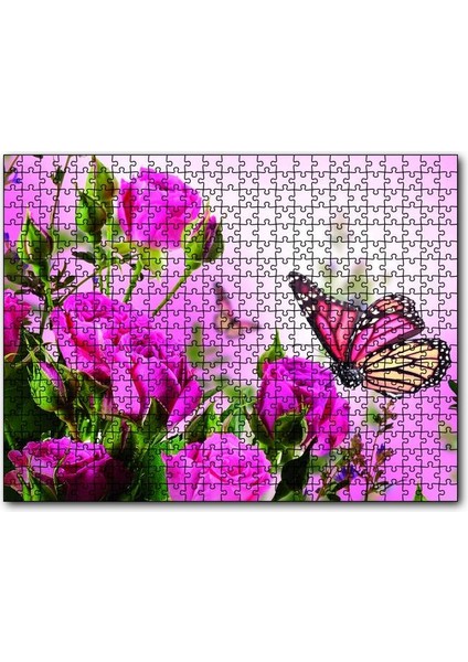 Güller ve Kelebek 255 Parça Puzzle Yapboz Mdf (Ahşap)