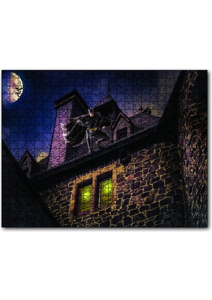 Kilise Çatısında Yarasa Adam 255 Parça Puzzle Yapboz Mdf (Ahşap)