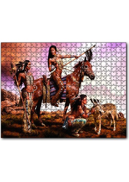 Kızılderili Kadınlar 120 Parça Puzzle Yapboz Mdf (Ahşap)