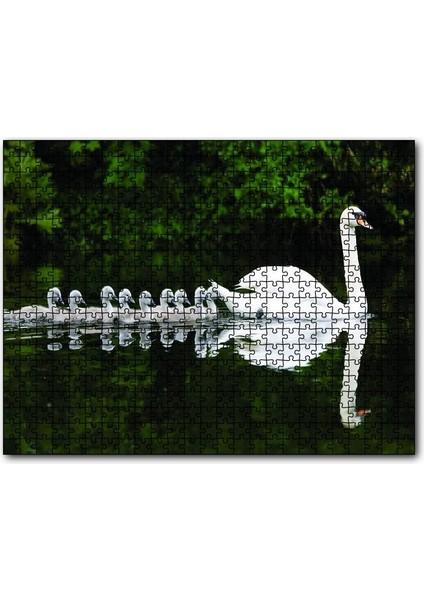 Kuğu ve Yavrular 120 Parça Puzzle Yapboz Mdf (Ahşap)