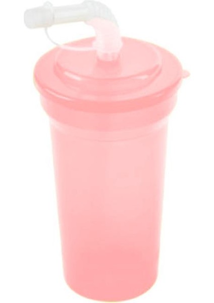 Pipetli Bardak Plastik Suluk Pembe 400 ml