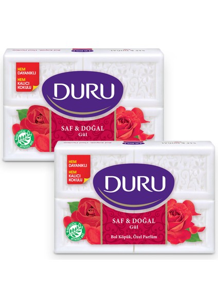 Saf & Doğal Gül 8 Adet Beyaz Kalıp Sabun 2 x 600 gr