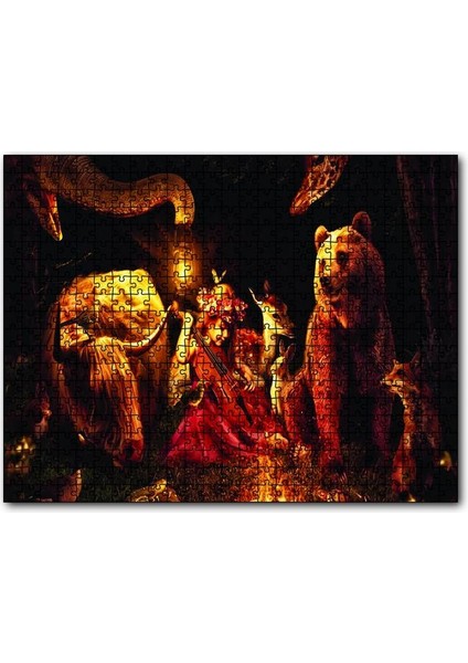 Küçük Kız Duygusal Hayvanlar 500 Parça Puzzle Yapboz Mdf (Ahşap)