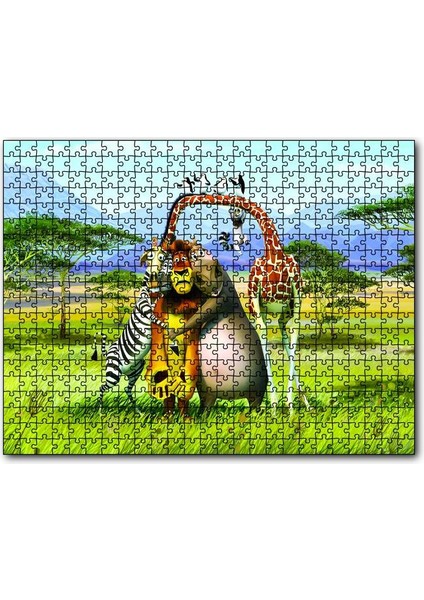 Madagascar Çizgi Film 120 Parça Puzzle Yapboz Mdf (Ahşap)