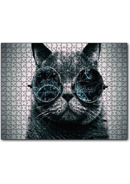 Matematik Işlemli Gözlüklü Kedi 500 Parça Puzzle Yapboz Mdf (Ahşap)