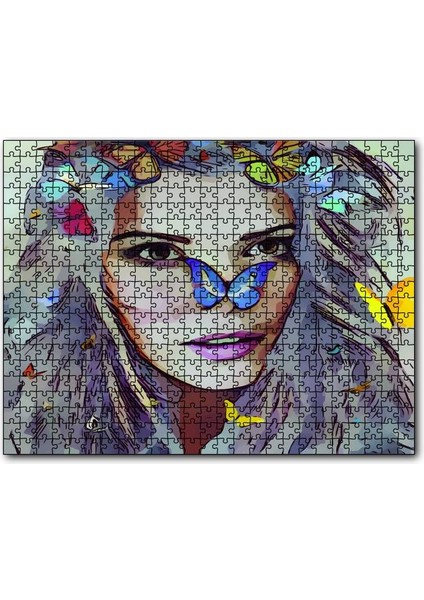 Peri Kelebekler Sarışın Güzellik 120 Parça Puzzle Yapboz Mdf (Ahşap)
