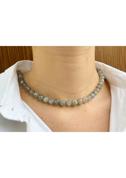 Labradorit Taşı Doğaltaş Kolye 8 mm