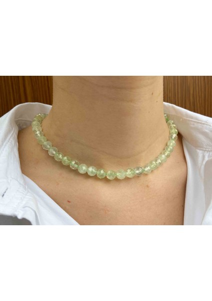 Peridot Taşı Doğaltaş Kolye 8 mm