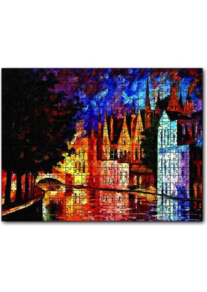 Akarsu Köprü Binalar Yağlıboya 120 Parça Puzzle Yapboz Mdf (Ahşap)
