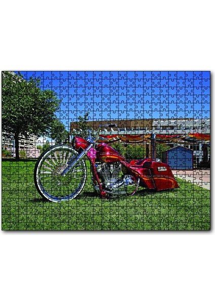 Harley Davidson Road King Görseli 255 Parça Puzzle Yapboz Mdf (Ahşap)