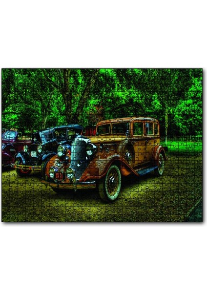 Klasik Kahverengi Araba Görseli 120 Parça Puzzle Yapboz Mdf (Ahşap)