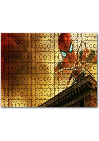 Spiderman Evden Uzakta Demir Örümcek Çatıda 255 Parça Puzzle Yapboz Mdf (Ahşap)