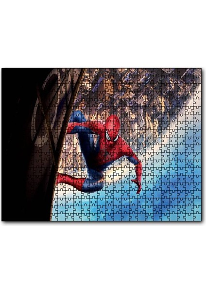Spiderman Hayata Tutunmak 120 Parça Puzzle Yapboz Mdf (Ahşap)