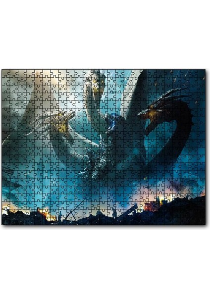 Godzilla Kral Ghidorah Son Savaş 120 Parça Puzzle Yapboz Mdf (Ahşap)
