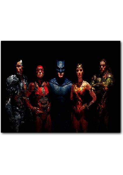 Justice League Cyborg Flash Batman Woman Aquaman 120 Parça Puzzle Yapboz Mdf (Ahşap)