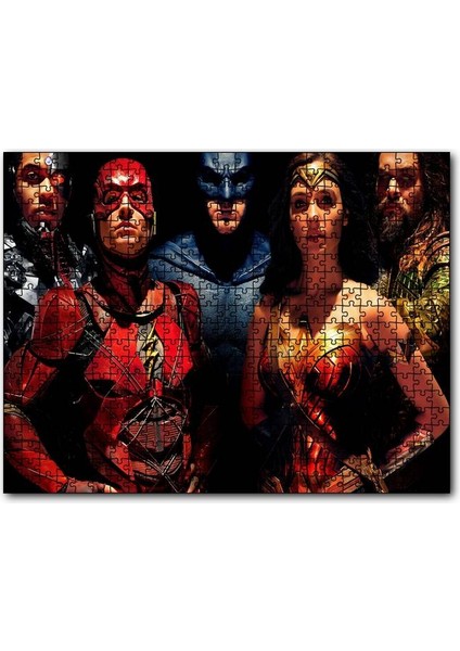 Wonder Woman Aquaman Batman Flash Cyborg 120 Parça Puzzle Yapboz Mdf (Ahşap)