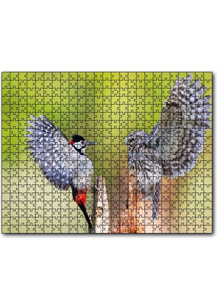 Ağaçkakan ve Baykuş 120 Parça Puzzle Yapboz Mdf (Ahşap)