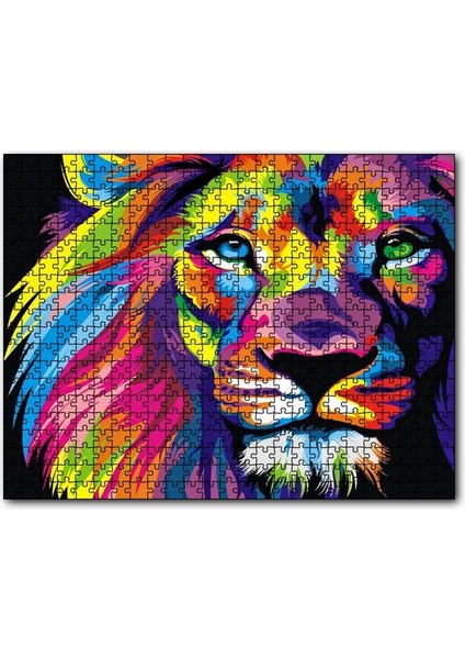 Aslan Pastel Renkli Artwork 500 Parça Puzzle Yapboz Mdf (Ahşap)