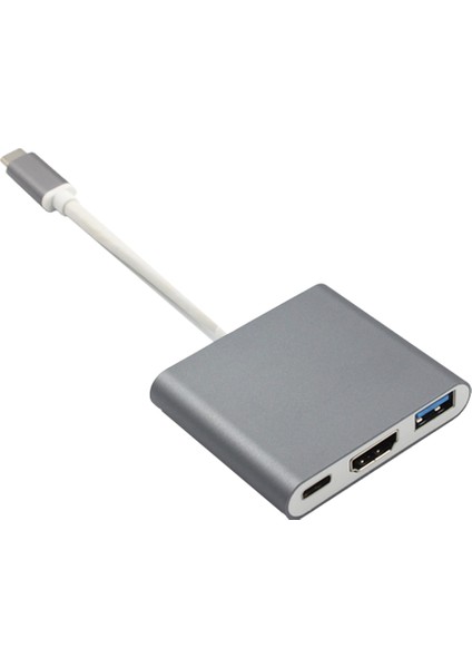 Usb-C Hub Dijital Av Çok Bağlantı Noktası Adaptörü Kablosu Tip-C HDMI 4K & USB 3.0 (Yurt Dışından)
