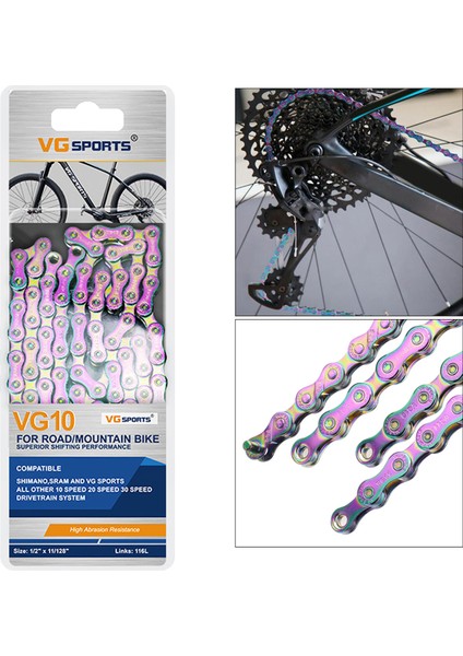 Strade Store Bisiklet Zinciri 116 Bağlantı Kompakt Yarış Mtb Yol Bisikleti Spor Hızlı Bağlantı-Rainbow, 10 10 Speed ​​gökkuşağı (Yurt Dışından)