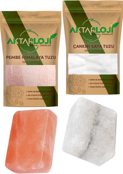 500 gr Ince Çankırı Kaya Tuzu + 500 gr Ince Himalaya Tuzu + Kaya Tuzu Sabunu + Himalaya Sabunu