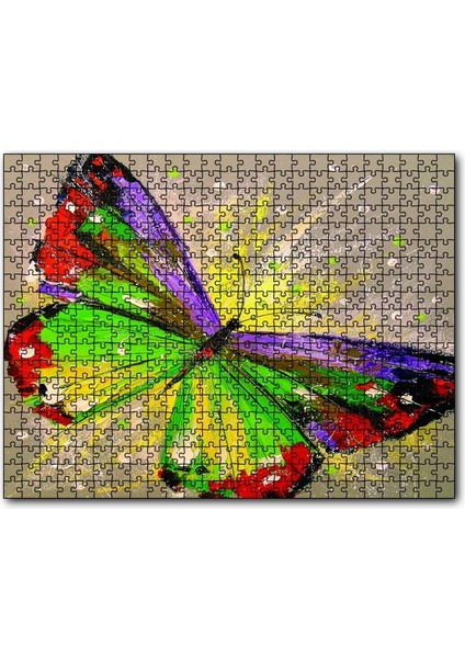 Renkli Kelebek Yaplıboya 120 Parça Puzzle Yapboz Mdf (Ahşap)