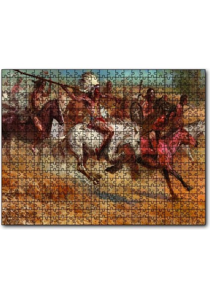 Savaştaki Kızılderililer 1000 Parça Puzzle Yapboz Mdf(Ahşap)