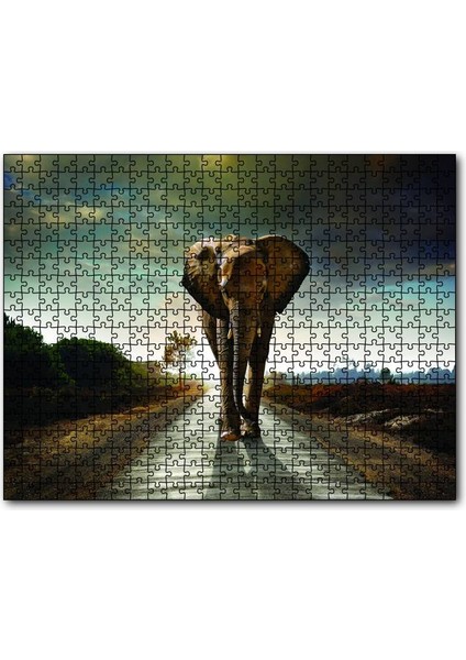 Yoldaki Fil 120 Parça Puzzle Yapboz Mdf (Ahşap)