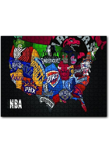 Nba Takım Logoları 500 Parça Puzzle Yapboz Mdf (Ahşap)