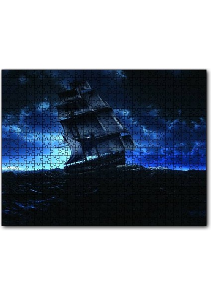 Hırçın Dalgalarda Yelkenli Gemi 120 Parça Puzzle Yapboz Mdf (Ahşap)