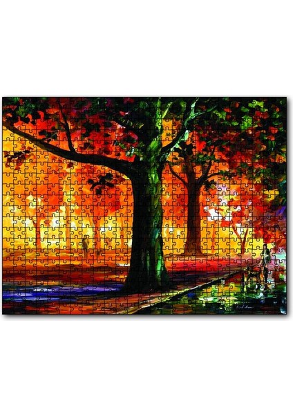 Parkta Insan Manzarası Yağlı Boya 500 Parça Puzzle Yapboz Mdf (Ahşap)
