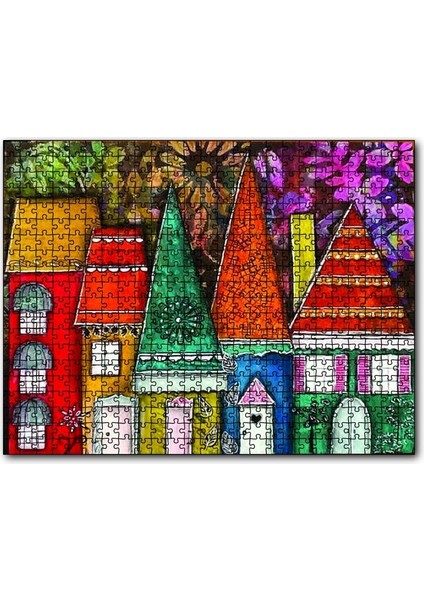 Kaprisli Ev Boyama 120 Parça Puzzle Yapboz Mdf (Ahşap)