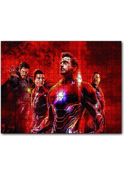 Avengers Dr.strange Spider Man ve Iron Man 120 Parça Puzzle Yapboz Mdf (Ahşap)