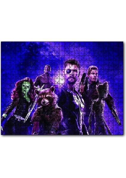 Avengers Rakun, Thor, Groot 1000 Parça Puzzle Yapboz Mdf(Ahşap)