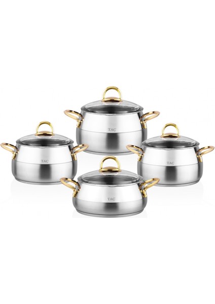 Nobis Indüksiyon Tabanlı 8 Parça Çelik Tencere Seti Gold