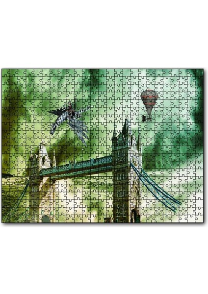Londra Köprüsü Fantastik Görsel 120 Parça Puzzle Yapboz Mdf (Ahşap)