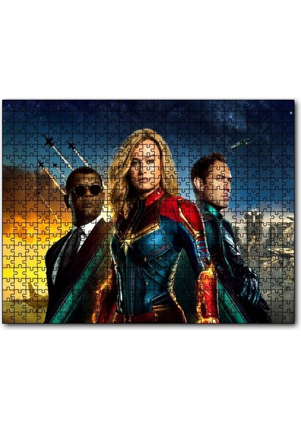 Cakapuzzle Captain Marvel Brie Larson Samuel Jackson Jude Law 1000 Parça Puzzle Yapboz Mdf(Ahşap)