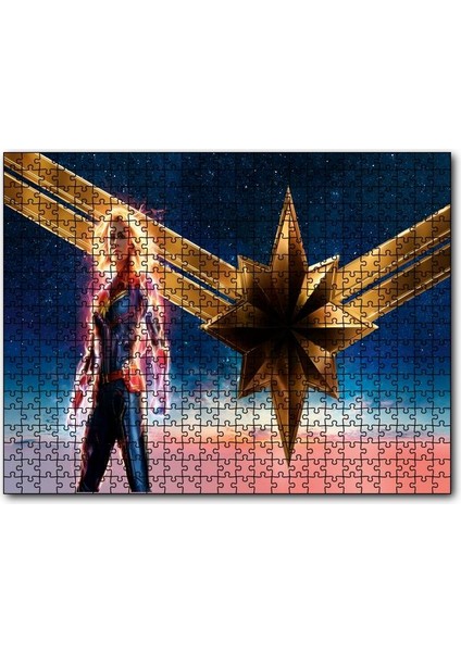 Cakapuzzle Captain Marvel Brie Larson ve Yıldız 120 Parça Puzzle Yapboz Mdf (Ahşap)